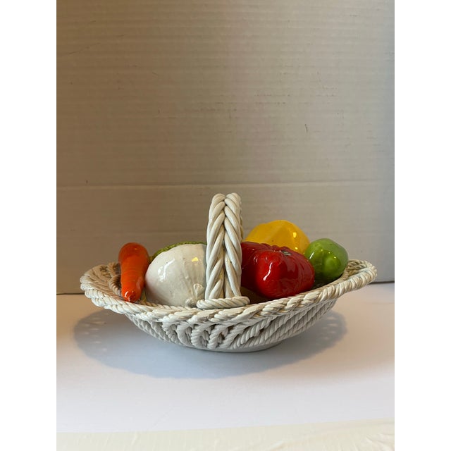 Farmhouse Vintage Porcelain Vegetable Basket For Sale - Image 3 of 8