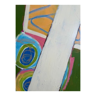 Contemporary Abstract Expressionist Wall Art - 36x48 Green & Yellow For Sale