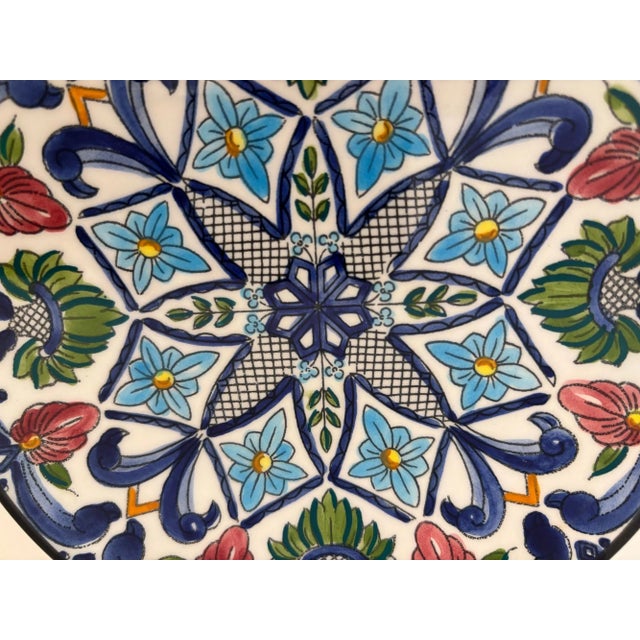 Spanish Ceramar Talavera Vintage Wall Plate Hand-Painted 7 In. Polychrome Colors For Sale - Image 4 of 12