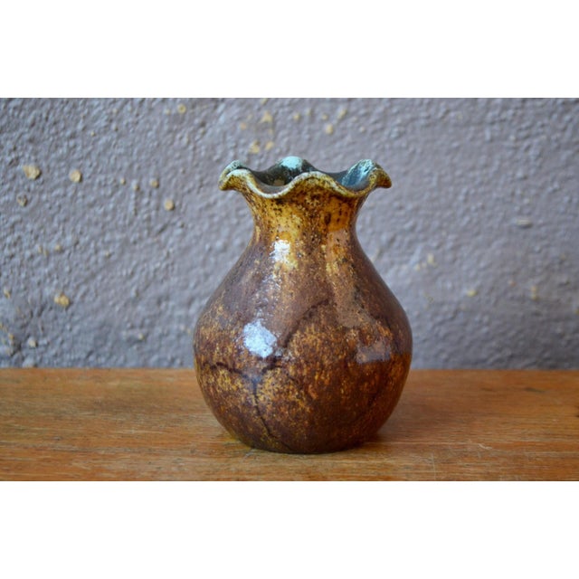 Ceramic Vintage Bohemian Style Corolla Vase in Glazed Stoneware from Accolay, 1950s For Sale - Image 7 of 7