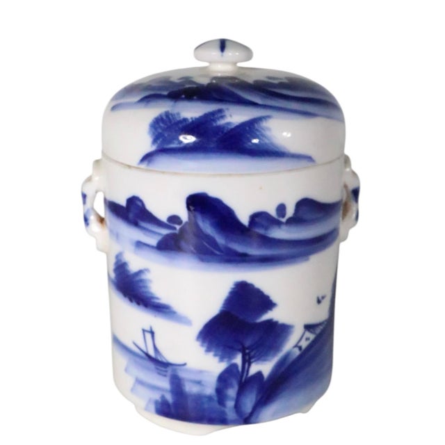 Early 20th Century Blue and White Tea Canister Ginger Jar For Sale - Image 10 of 10