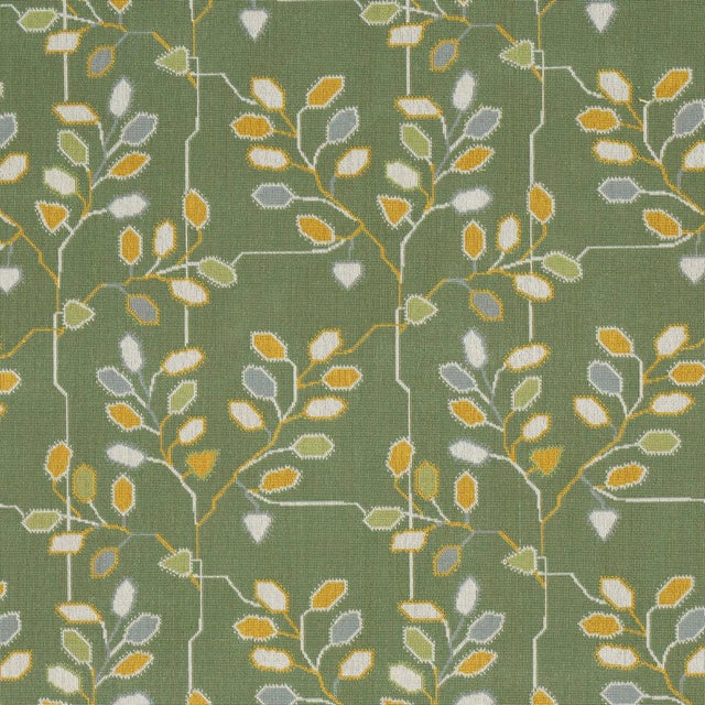 SAMPLE - Schumacher x Neisha Crosland Tumble Weed Epingle Fabric In Meadow Green For Sale