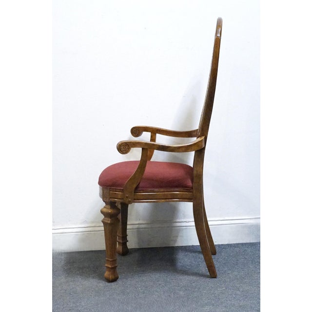 Late 20th Century Bernhardt Furniture Solid Walnut French Provincial Cane Back Dining Arm Chair For Sale - Image 5 of 10