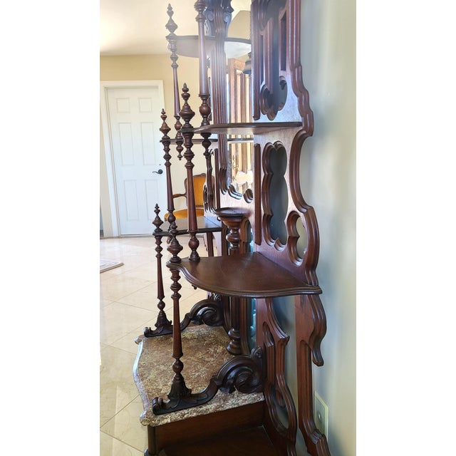 Antique Victorian Hall Tree With Drawer and Marble Shelf Base Chairish