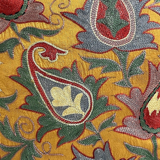 2020s Contemporary Outpost Original Marigold Paisley Suzani Pillow For Sale - Image 5 of 5