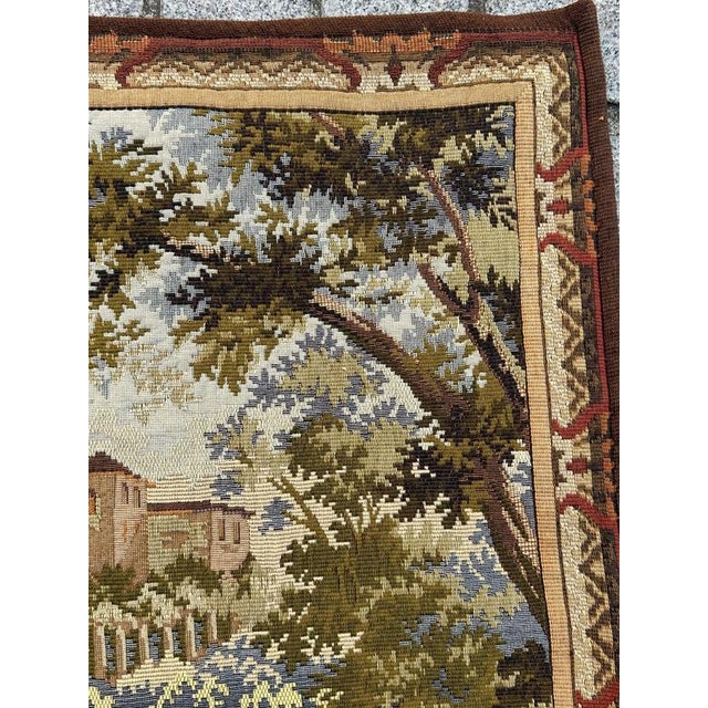 Vintage French By The Lake Jacquard Tapestry in the style of Aubusson, 1970s For Sale - Image 15 of 18