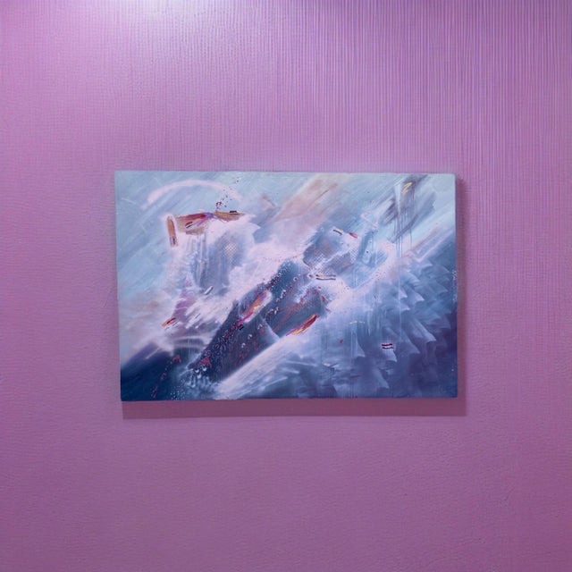 Abstract Original Painting on Canvas 76 x 51 Architectural 1980s Provenance For Sale - Image 11 of 11