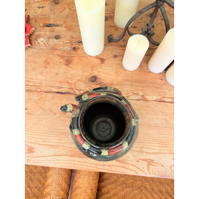 Marvin Bailey Signed Folk Art Snake Vase | Hand-Painted Georgia Pottery For Sale - Image 9 of 11