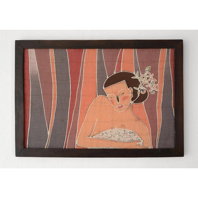 Vintage Minimalist Bathing Nude Female Batik Painting For Sale In San Francisco - Image 6 of 6