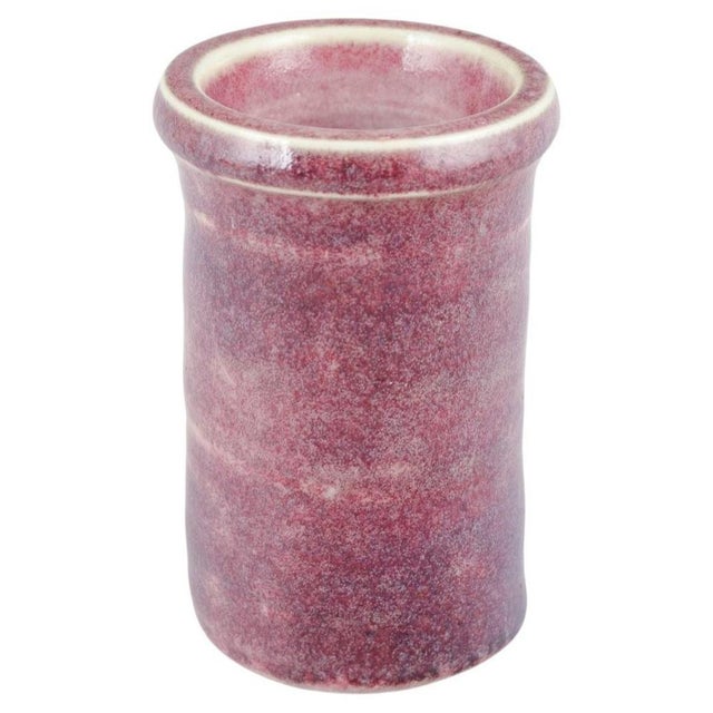 Pink-Purple Test Glazed Ceramic Vase from Gustavsberg Studio For Sale - Image 5 of 5