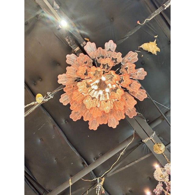 Early 21st Century Modern Pink Murano Tronchi Glass Chandelier For Sale - Image 5 of 6