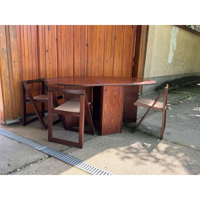 Vintage Folding Chairs and Drop-Leaf Dining Table, 1960s, Set of 5 For Sale - Image 6 of 7