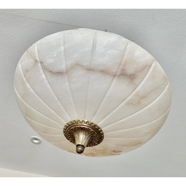 1970s French Directoire Style Alabaster Flushmount Ceiling Light For Sale - Image 10 of 16