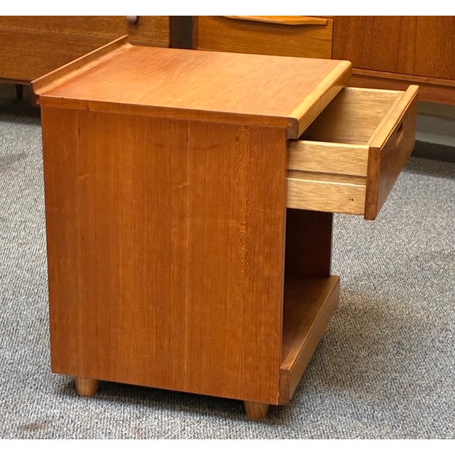 Pair of Vintage Teak Nightstands With Open Cabinet Space and Single Drawer c.1970 For Sale - Image 12 of 13