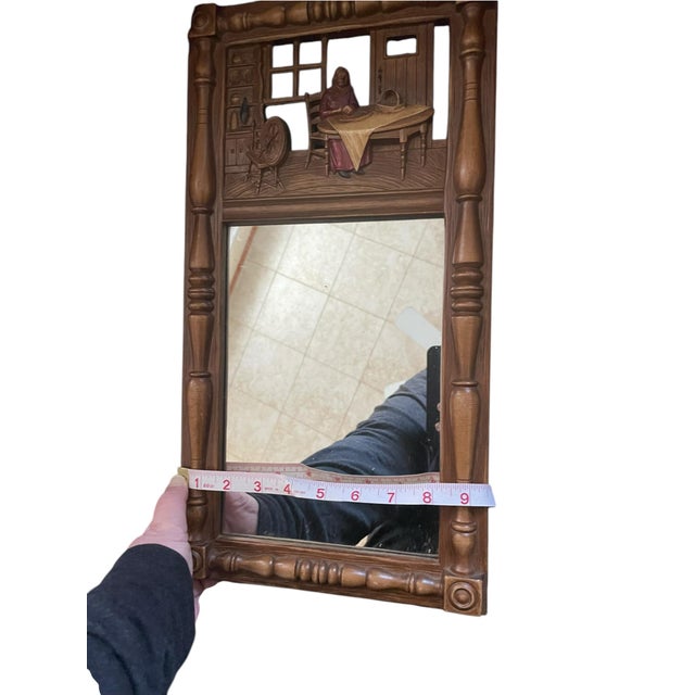 Wood Vintage Midcentury Syroco Colonial Early American Revival Wall Mirror For Sale - Image 7 of 8