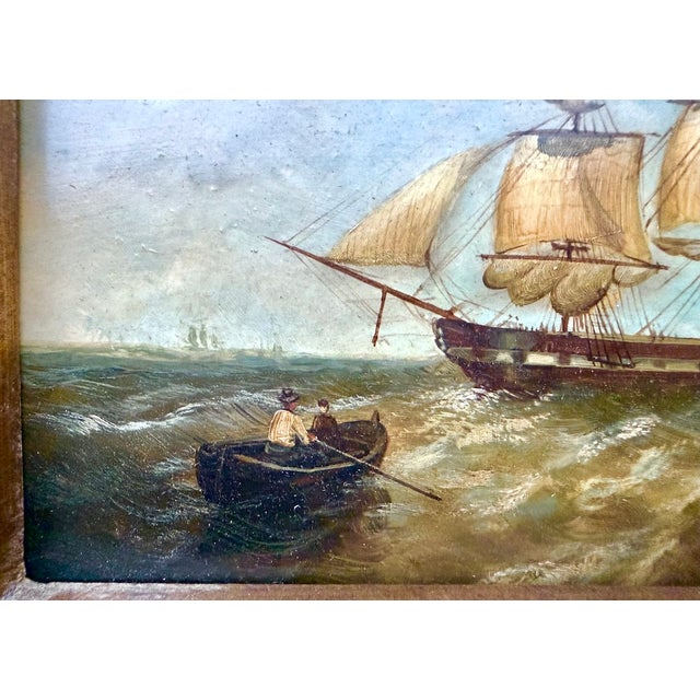 Wood Mid-Century Maritime Oil Painting by B. James For Sale - Image 7 of 16