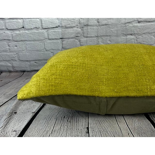 16 x 24 Hemp Pillow Turkish Cushion Natural Green Pillow Cushion Cover For Sale - Image 4 of 4