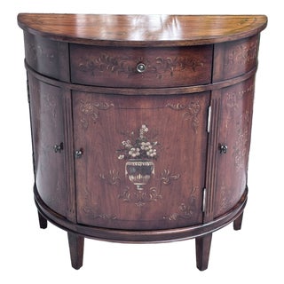 Ethan Allen Handpainted Demilune Console Cabinet For Sale
