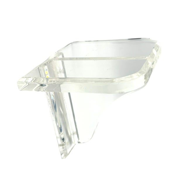 1970s 1970s Vintage Thick Beveled Lucite Sculptural Wall Shelf For Sale - Image 5 of 10