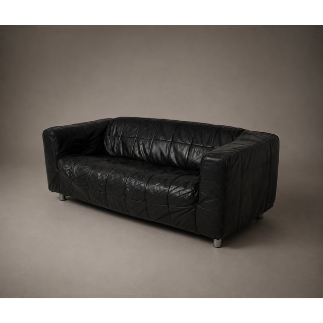 1980s Vintage Ikea Klippan Black Leather Sofa 1980s For Sale - Image 5 of 5