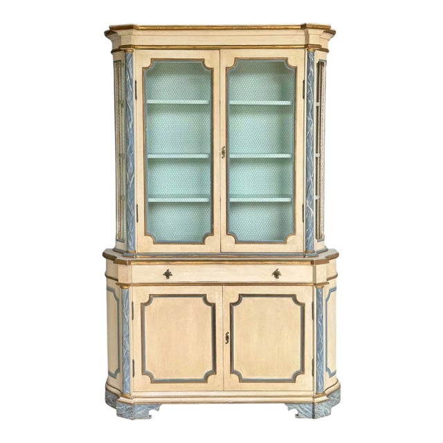 1940s Venetian Style Parcel Gilt Painted Breakfront For Sale