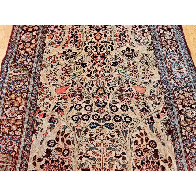 Antique Persian Kashan Rug, Hand-Knotted Wool, Tree of Life Design, Ivory & Burgundy, 4x7 For Sale - Image 9 of 15