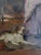 Paper Antique 19th Century Oil Painting Rustic Cottage Interior Husband Wife & Dog For Sale - Image 7 of 12