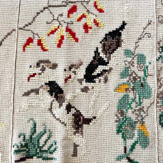 Vintage Hand Knitted and Embroidered English Hunting Scene Afghan Throw Blanket For Sale - Image 4 of 8