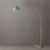 Half Dome 92" Arc Floor Lamp - Mid-Century Modern, Weathered Brass, Black Marble Base, Blue Shade For Sale In Los Angeles - Image 6 of 7