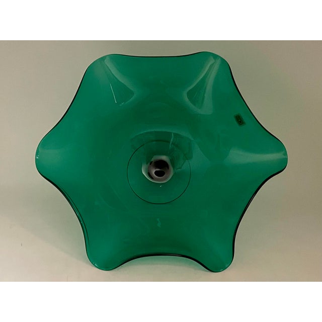 Vintage Blenko Emerald Green Art Glass Centerpiece Bowl For Sale In Buffalo - Image 6 of 10
