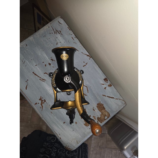 Antique English Cast Iron Coffee Grinder For Sale - Image 9 of 10