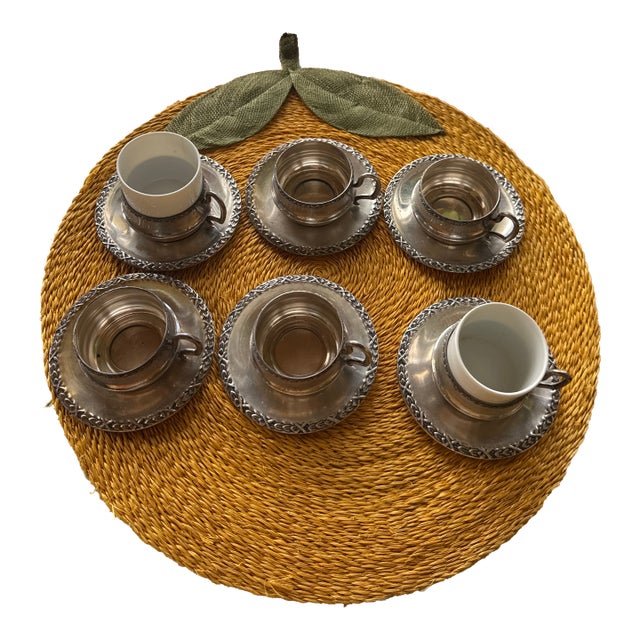 Mid 20th Century Italian Argentario Silver Demitasse Set - 12pcs For Sale