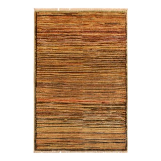 1990s Boho Chic Gabbeh Tan/Brown Hand-Knotted Wool Rug -2'10 X 4'9 For Sale
