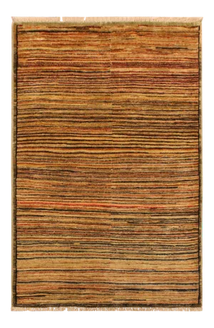1990s Boho Chic Gabbeh Tan/Brown Hand-Knotted Wool Rug -2'10 X 4'9