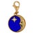 Diamond Lunar Moon Celestial Star Sky Gold Blue Lapis Lazuli Medallion Pendant 18K Yellow Gold Charm Only - 12mm Natural...