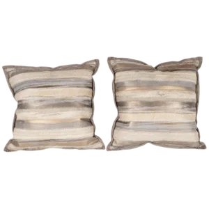 Horsehide and Ultra Suede Banded Pillows - a Pair