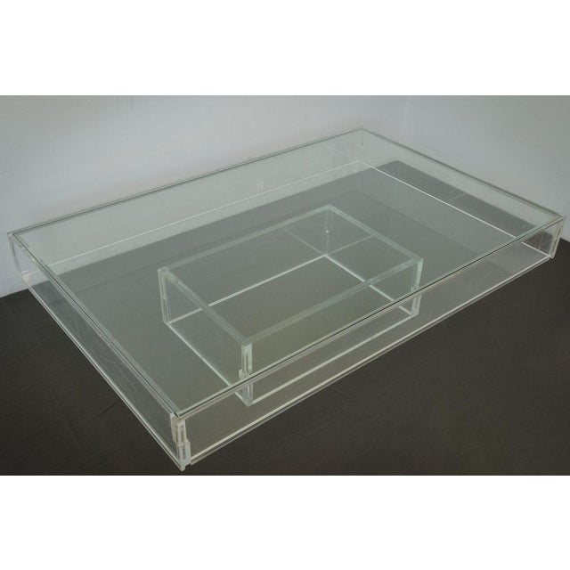 1970s Large Modernist Glass and Acrylic Glass Coffee Table, 1970s For Sale - Image 5 of 18
