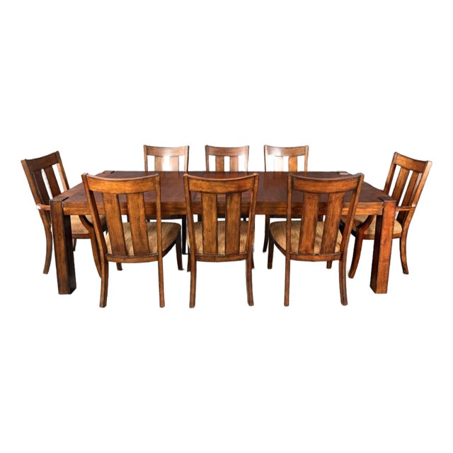 9 Piece Lane Furniture Dining Set With Leaf and Pads For Sale
