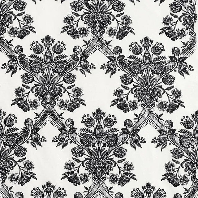 Sample - Schumacher Carolina Fabric in Ebony For Sale