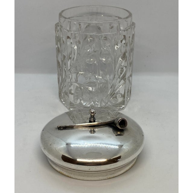 1920’s Arts & Crafts Glass Pipe Tobacco Humidor With Pipe Design Lid For Sale In Washington DC - Image 6 of 12