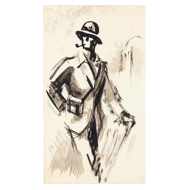 Women - Original China Ink and Watercolor by J.L. Rey Vila - 1950s 1950s For Sale - Image 3 of 3