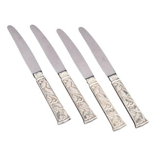 Fruit Knives in Sterling Silver and Stainless Steel by Evald Nielsen, 1930s, Set of 4 For Sale