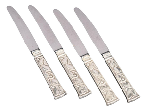 Fruit Knives in Sterling Silver and Stainless Steel by Evald Nielsen, 1930s, Set of 4