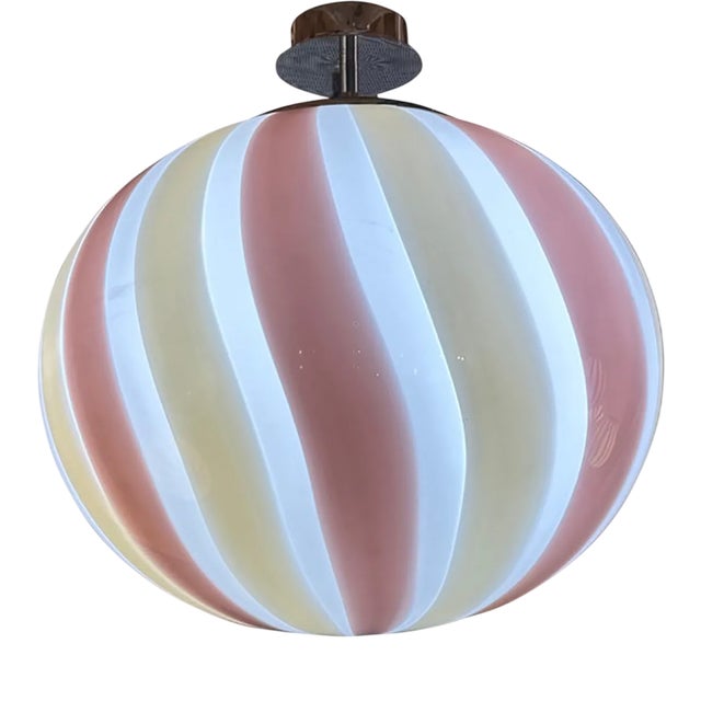 Italian Murano Style Glass Swirlings Multicolors Pendant Sphere by Simoeng For Sale