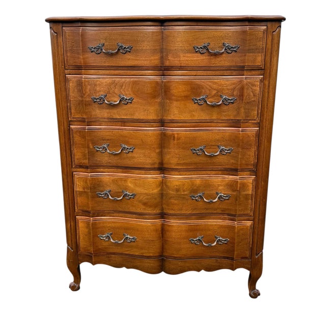 French Provincial 1970s Vintage French Provincial Highboy Dresser/Chest For Sale - Image 3 of 11