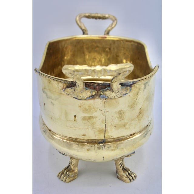 Hollywood Regency Mid Century Brass Cachepot Planter For Sale - Image 3 of 11