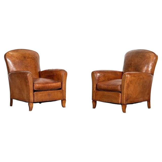 English Tan Leather Club Armchairs, 1920, Set of 2 For Sale - Image 17 of 17