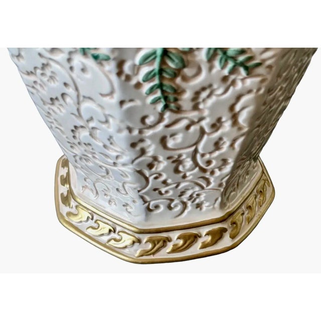 White Fitz & Floyd Venezia Embossed Fruit Vase For Sale - Image 8 of 10