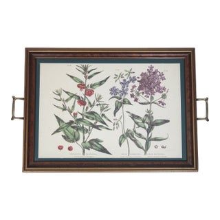 Vintage Botanical Print Tray With Handles For Sale