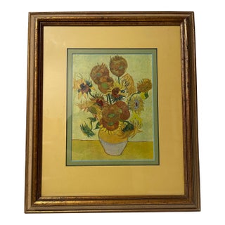 Mid-20th Century Lithograph Framed Print, Vincent Van Gogh’s “Sunflowers” For Sale